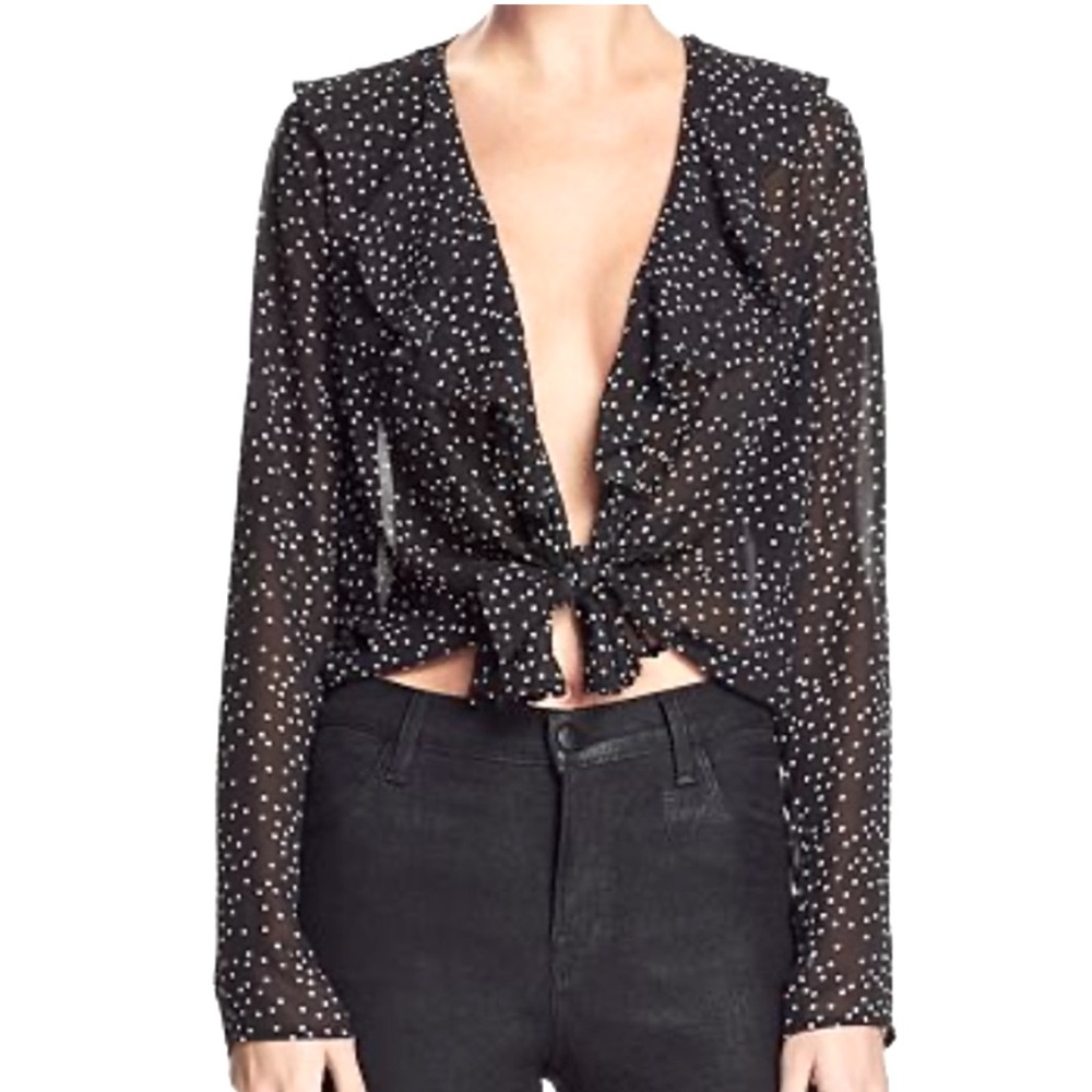 Cotton Candy LA front tie polka dot blouse